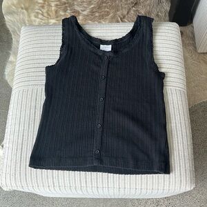 Zara- Girls 11-12 black tank with button